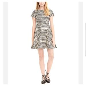 Banana Republic Womens Tweed Tribal Geometric Dress 12P Black Cream Babydoll